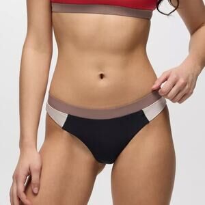 Prana Baja Bound Cheeky Swim Bottom Women's M Carob Colorblock Low Rise Sporty